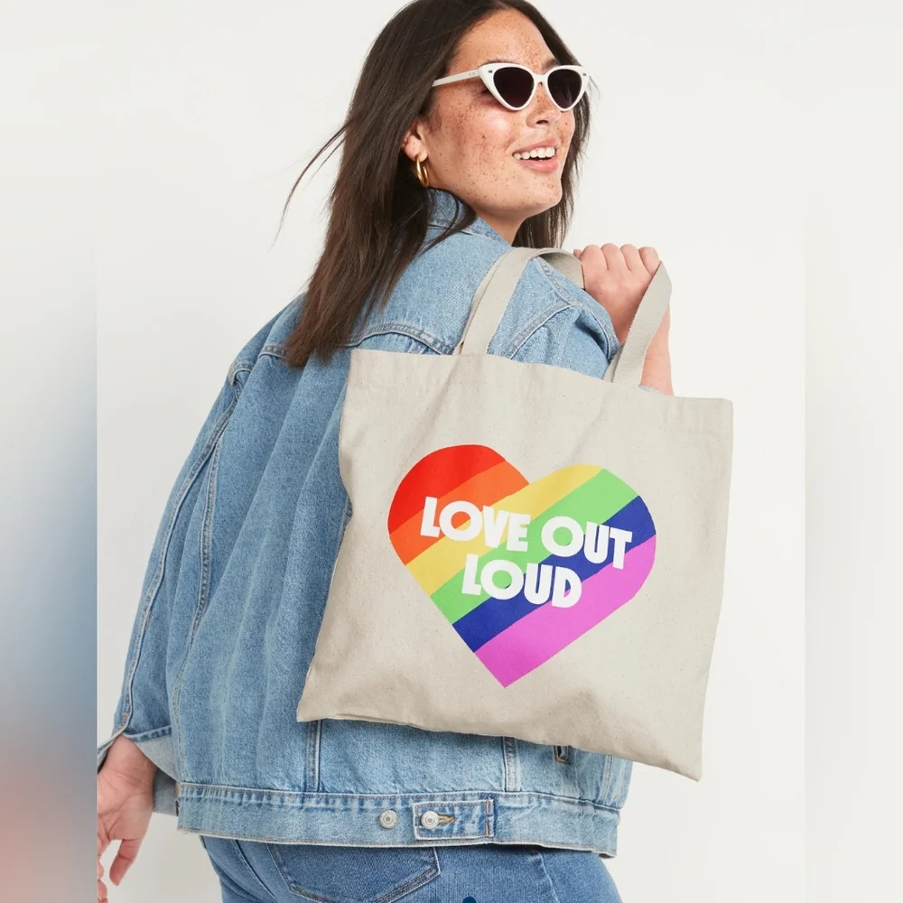 Old Navy Love Out Loud Pride Canvas Tote NWT
